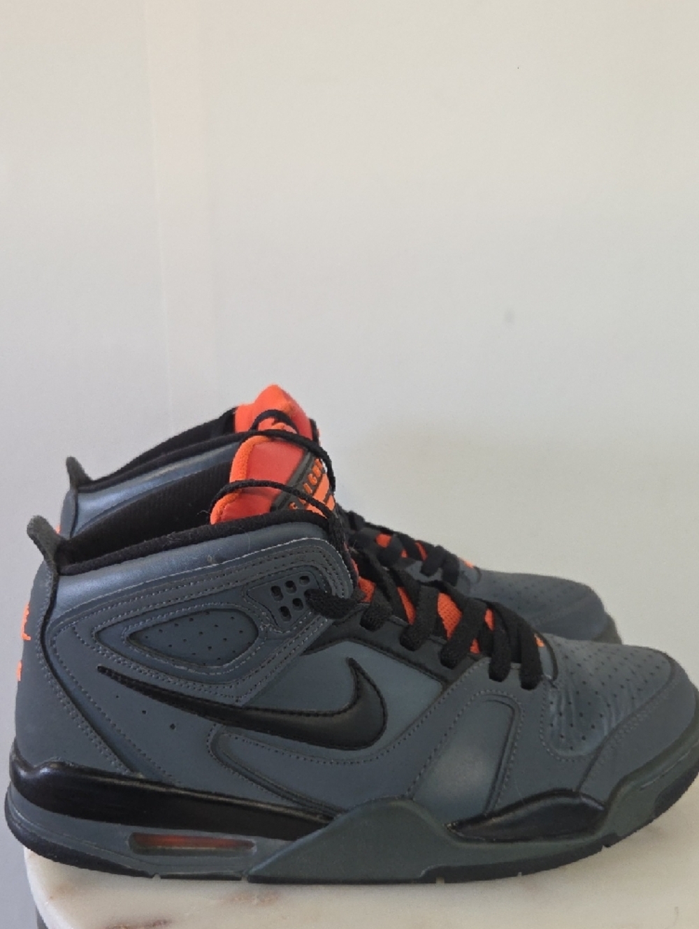 Nike Grey & Orange High-Top Flight Sneakers Size 9 - Picture 3 of 5